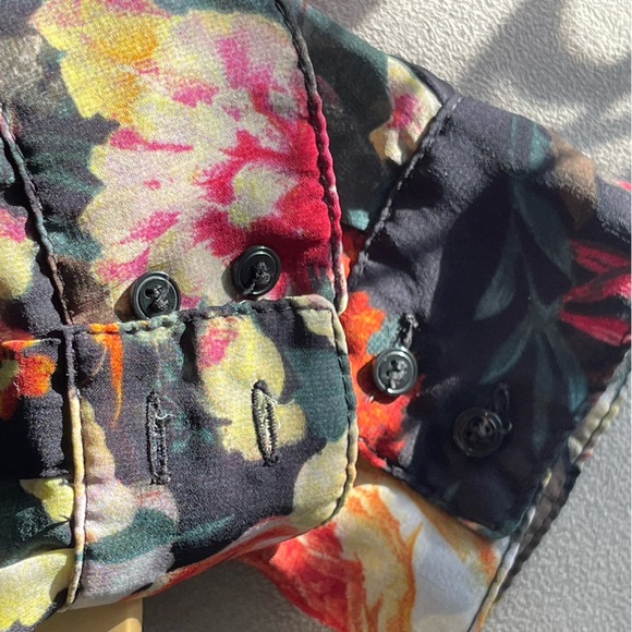 Mango MNG Collection Floral Sheer Transparent Button Down Blouse Shirt Sz Medium - Picture 6 of 7